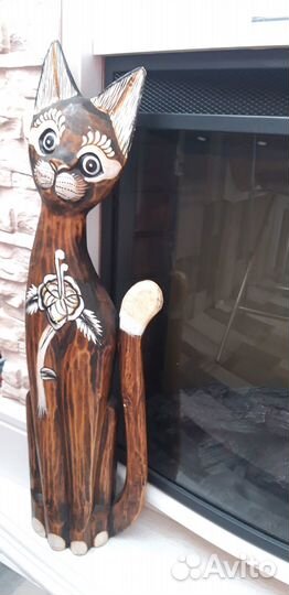 Статуэтка кошка деревянная