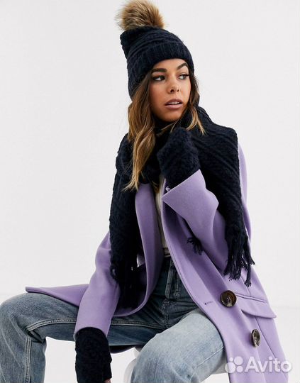 Набор шапка, шарф, митенки