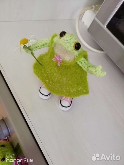 Лягушка вязаная, амигуруми, тильда, подарок