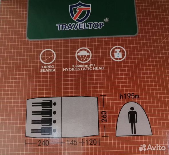 Палатка 4х местная. Стальные дуги. 1915