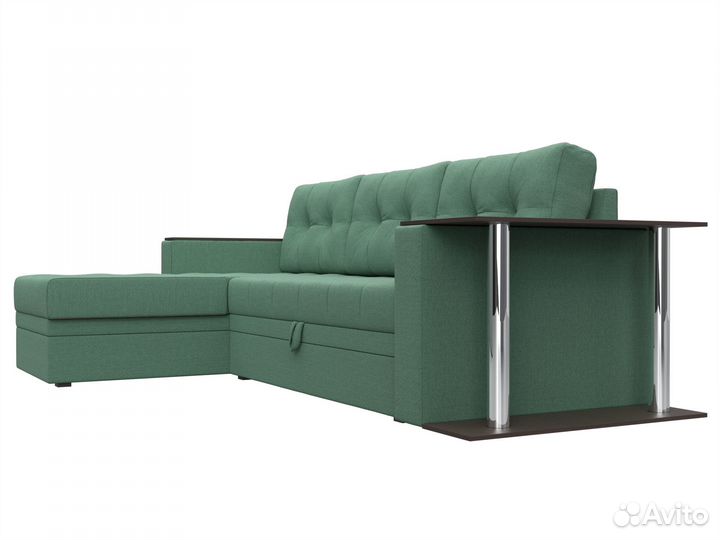 Диван угловой Атланта М левый угол, рогожка, амур зеленый