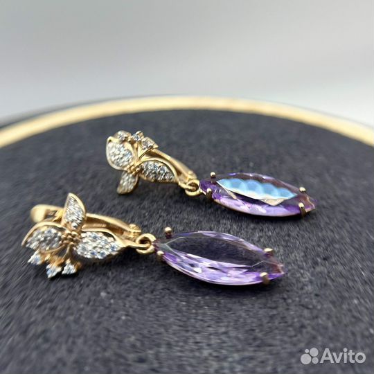 Серьги 585 вставка аметист