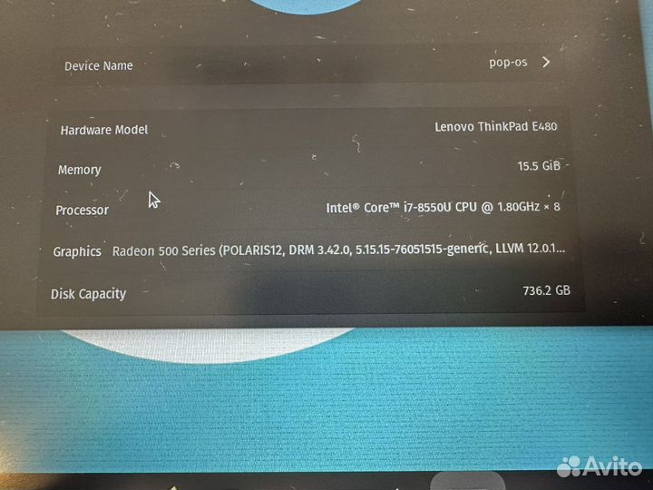 Lenovo thinkpad e480 i7, rx550