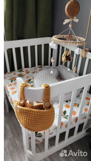 Карман на крават, корзина вязанная, корзина детск