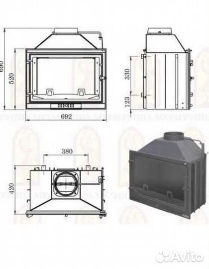 Чугунная каминная топка