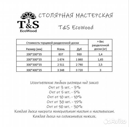 Доска разделочная дубовая -торцевая