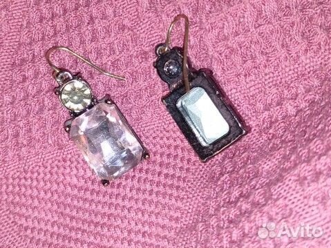 Серьги с розовым камнем + серьги с кистями
