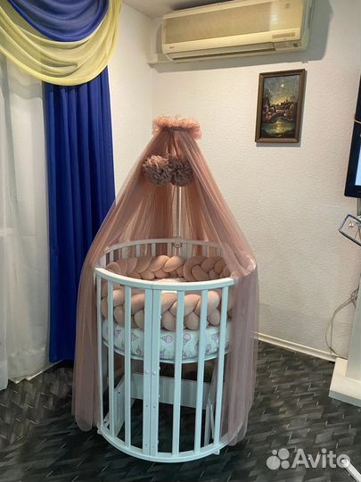 Детская кроватка с маятником 7в1