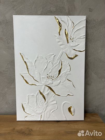 Интерьерная картина барельеф на холсте