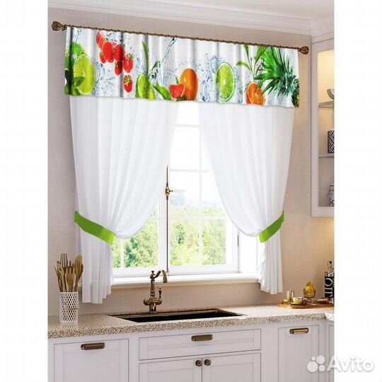 Комплект штор для кухни 'Юна' тюль (294х160 см), л