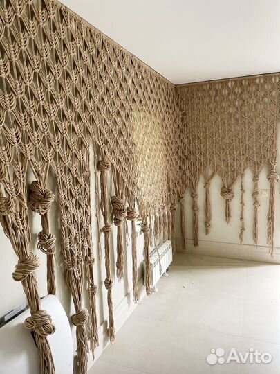 Плетеная штора, арка, занавеска макраме