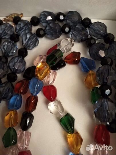 Бусы сатиновое стекло винтаж