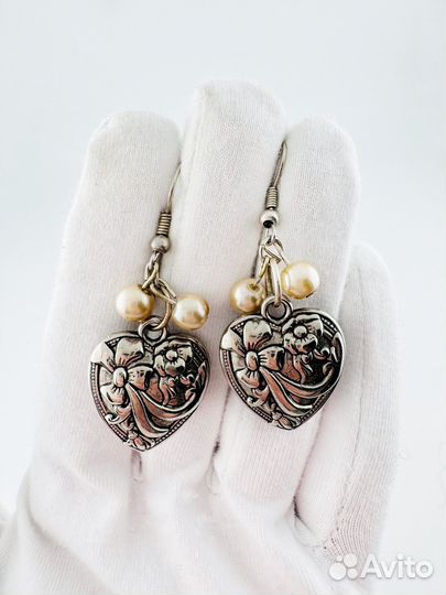 Винтажные серьги Англия сердце