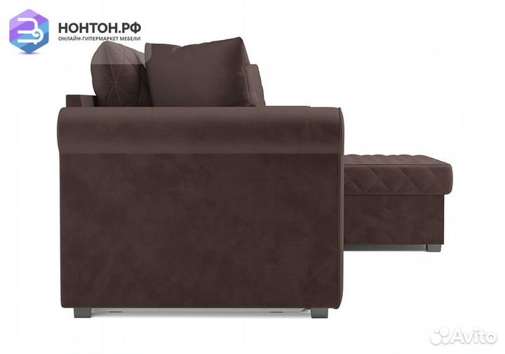 Угловой диван дельфин Берлин велюр коричневый