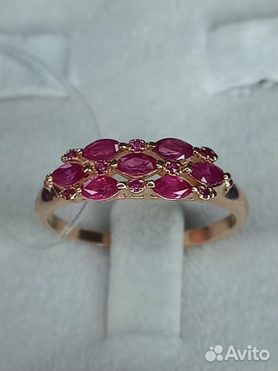 Золотое кольцо с рубинами 585пр