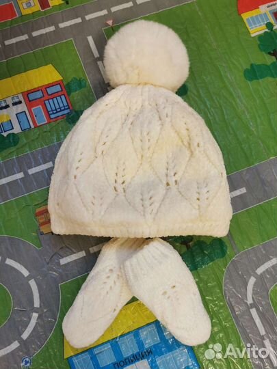 Шапка, варежки Next 3-9 месяцев