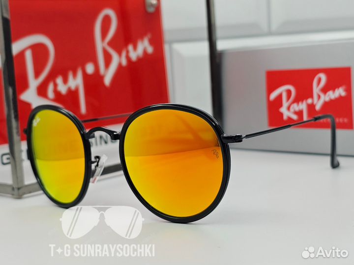 Очки Ray Ban 3517 Round Metal Красные Зеркальные