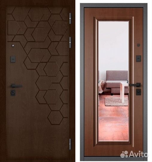 Дверь входная металлическая с зеркалом