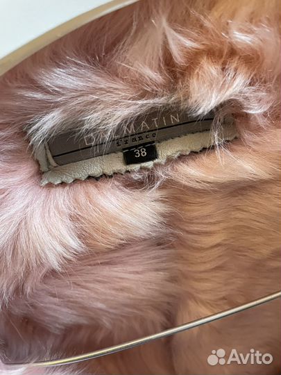 Дубленка голубая с розовым мехом