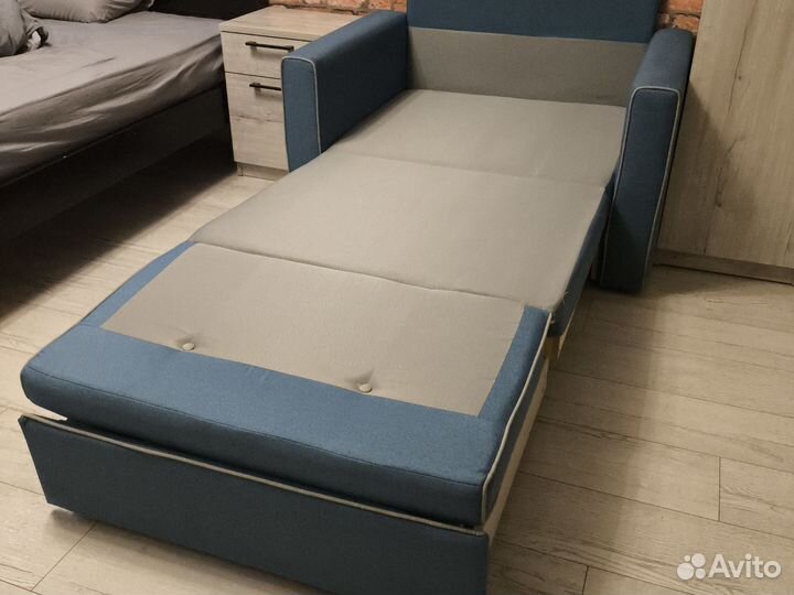 Кресло рогожка широкое синее состояние отличное