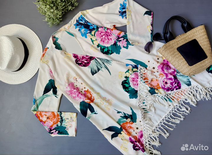 Туника летняя пляжная женская 42 с бахромой