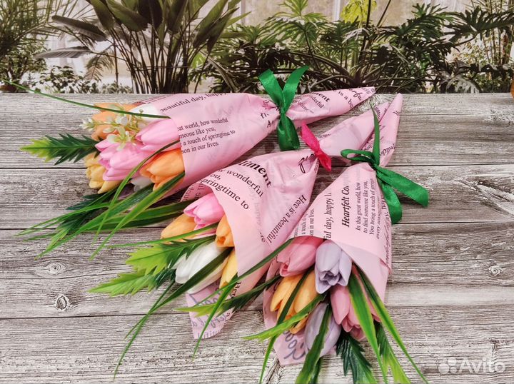 Тюльпаны из мыла ручной работы, подарок на 8 марта