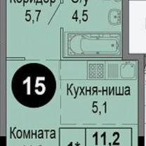 1-к. квартира, 27 м², 6/25 эт.