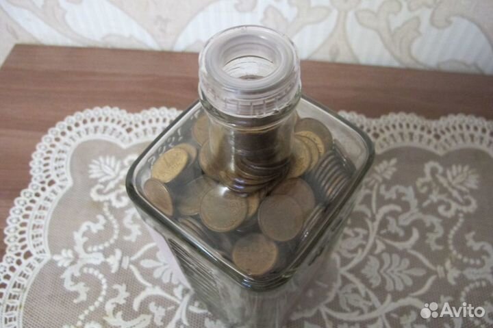 Штоф полный монет 1 рубль 1992 Г. весом 3 кг898