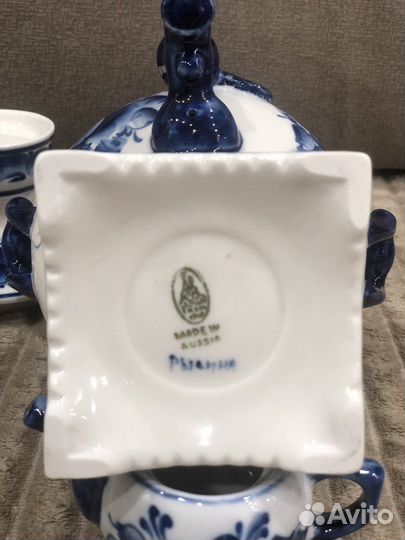 Гжель самовар фарфоровый сувенирный