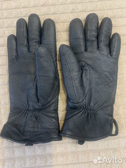 Кожаные теплые перчатки женские