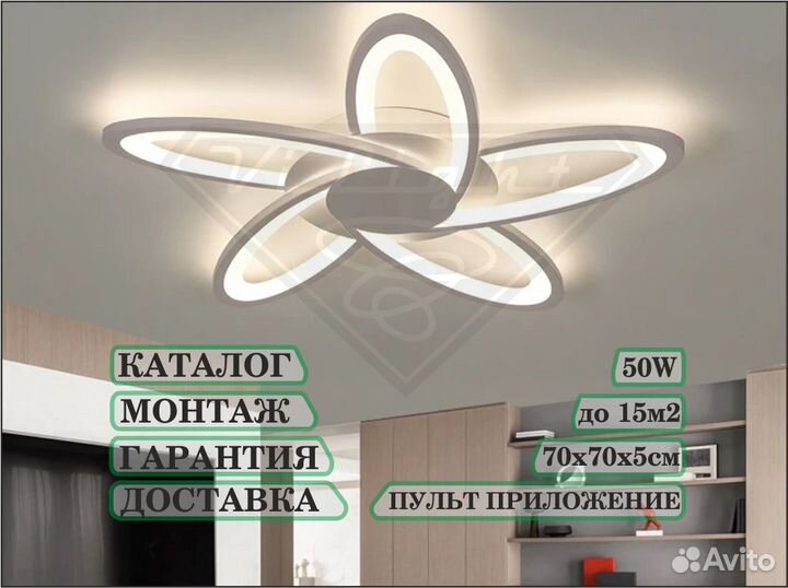 Люстра светодиодная потолочная с пультом