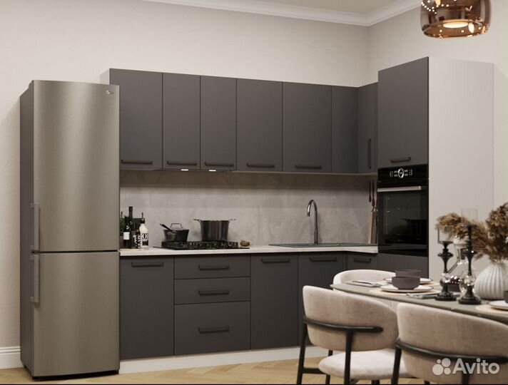 Кухня Тоскана угловая 2.4х1.6 м В3 К3 графит