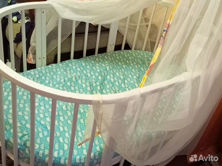 Детская кроватка трансформер круглая