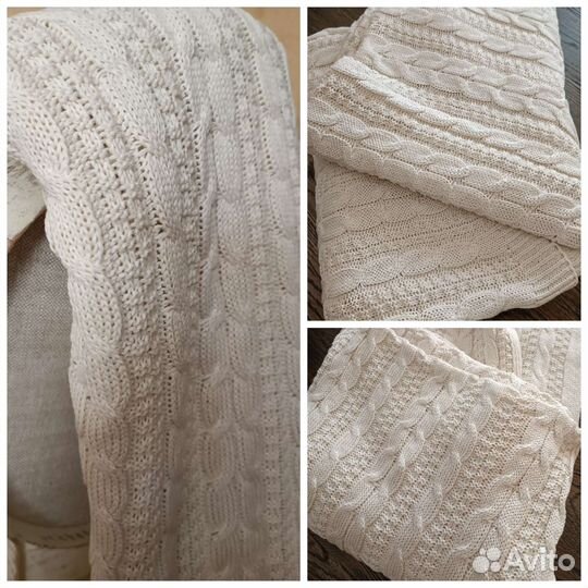 Вязаное покрывало плед хлопок 180 -200см
