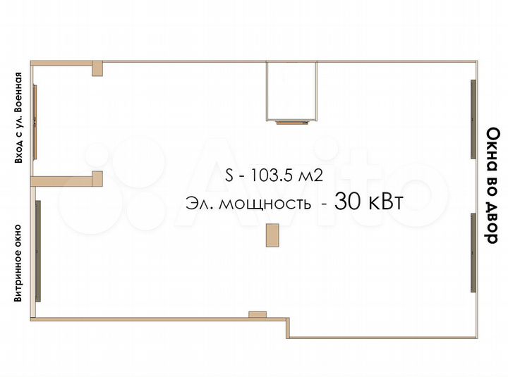 Торговая площадь, 103.5 м², 30 кВт