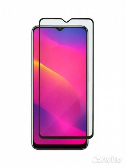 Защитное стекло для Oppo A5s с черной рамкой