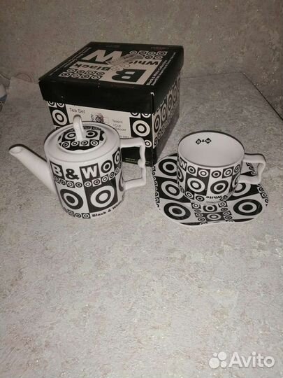 Чайная пара с чайником фарфоровые