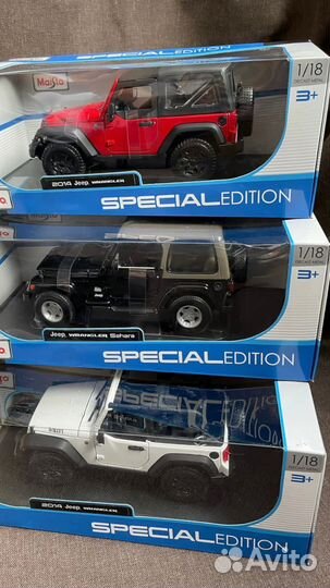 Модели машин 1:18 Jeep Wrangler Джип Ренглер 1/18