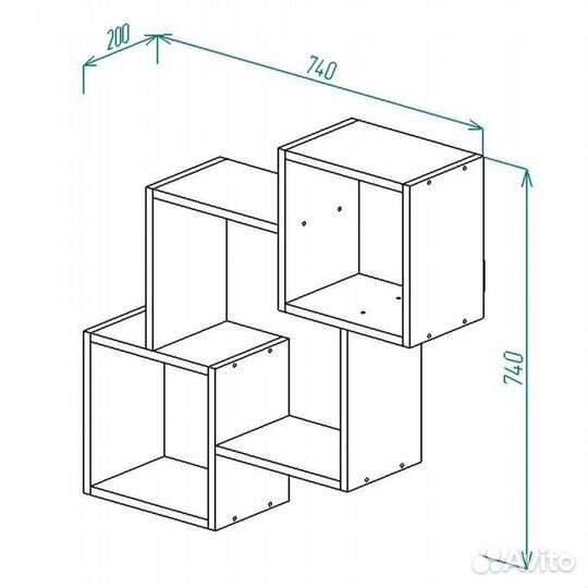 Полка навесная П-16, 74*74*20 см. Цвета разные