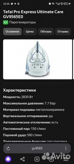 Парогенератор Tefal gv9565