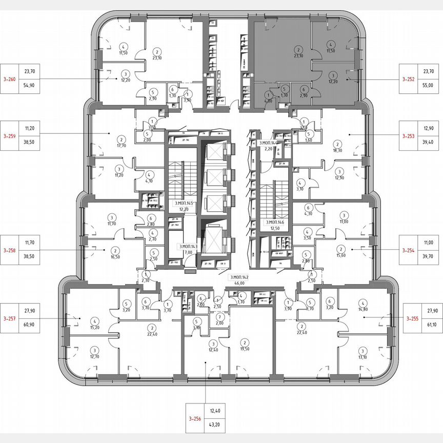 2-к. квартира, 53,6 м², 31/53 эт.