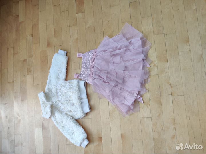 Платье monsoon + шубка 12 мес