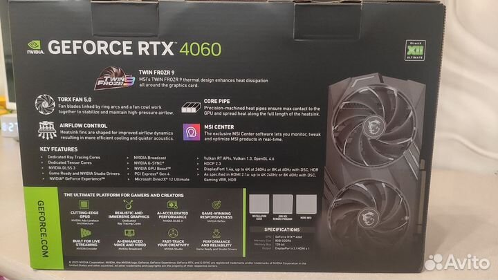 MSI Nvidia GeForce RTX 4060 Gaming X 8G