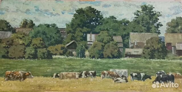 Картина: Летний пейзаж с коровами
