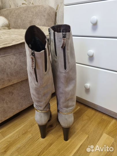 Сапоги женские еврозима, замша, кожа