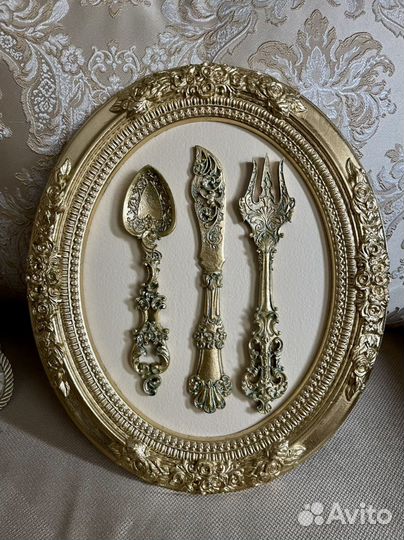 Панно со столовыми приборами ложка,вилка, нож