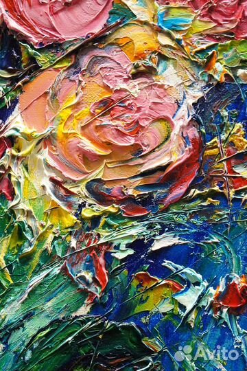 Картина маслом, Розовые розы, 35х25 см