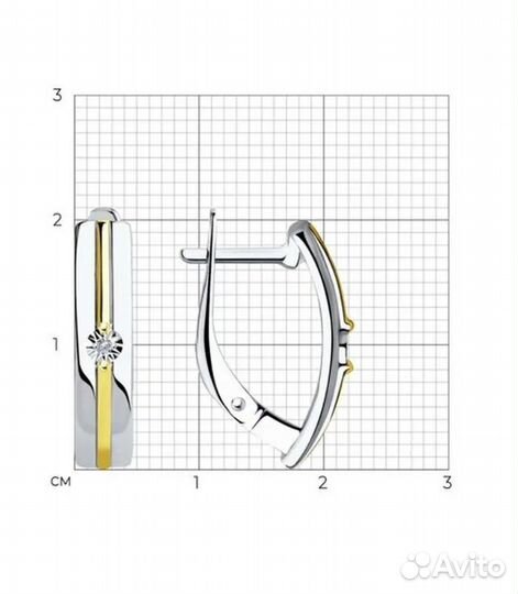 Серьги из золочёного серебра 925 с бриллиантами