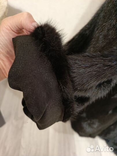 Шуба норковая с капюшоном 44 46 черная