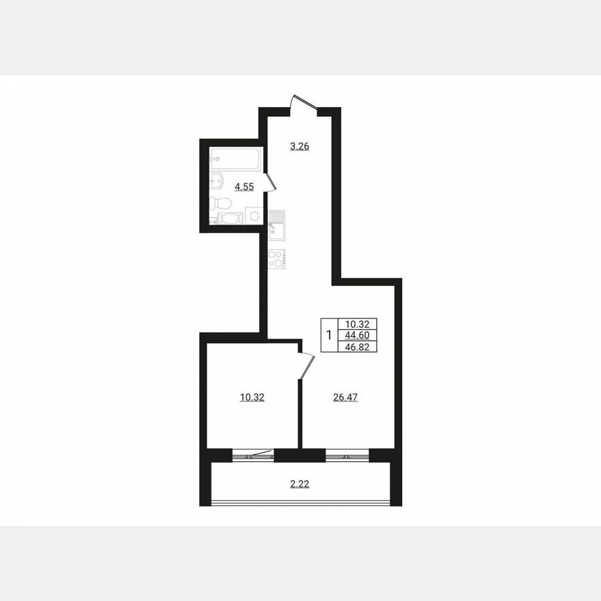 1-к. квартира, 45 м², 5/8 эт.